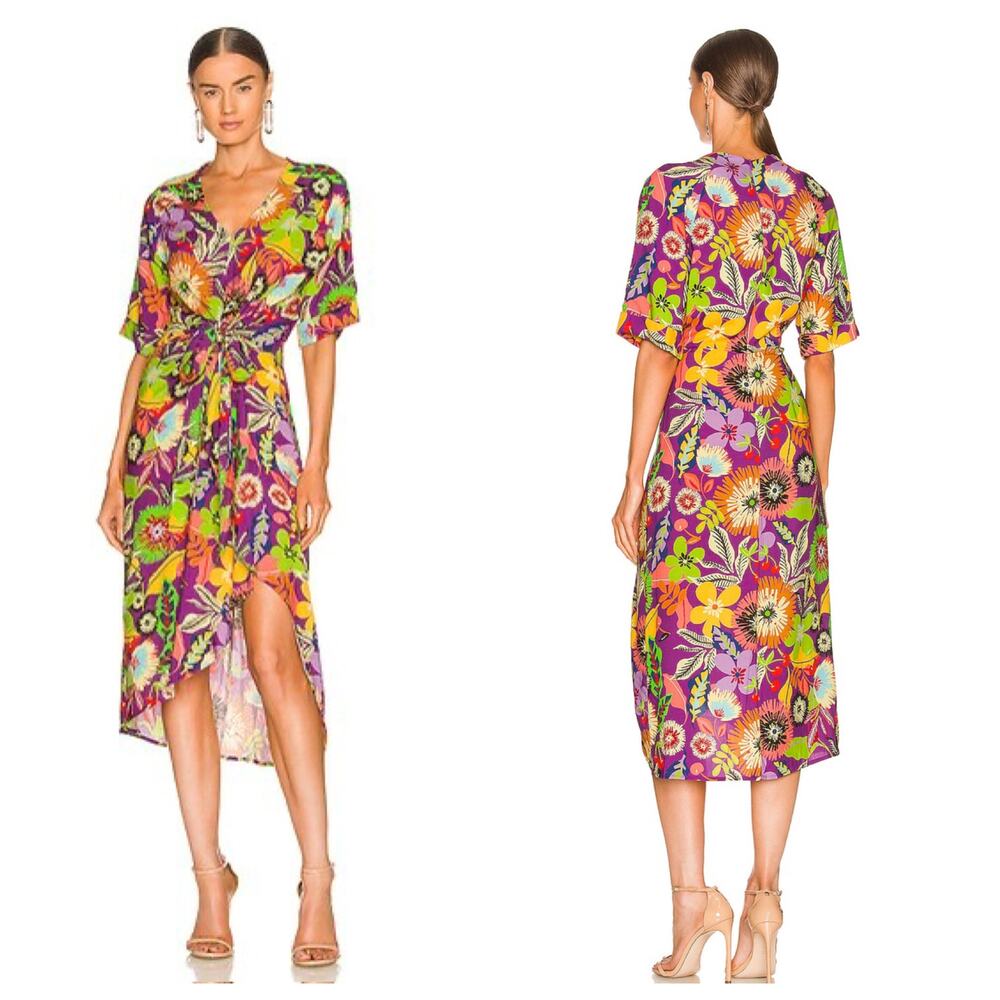 Le Superbe Floral Gypsy Muse Midi Dress Cherry Lotus Land Size 4